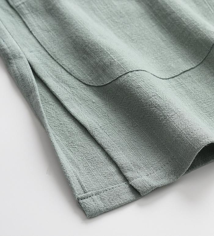 Мужской хлопково-льняной костюм Тан с длинным рукавом: Ретро китайский стиль, свободный крой для среднего и пожилого возраста, идеально подходит для тай-чи.