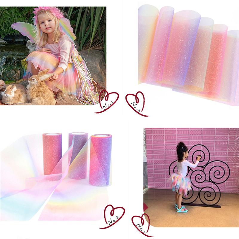 10 ярдов/рулон Радужный блестящий тюль в рулонах с блестками, кристаллами, органзой, прозрачная ткань, юбка-пачка с бантиками «сделай сам», свадебное украшение для дома