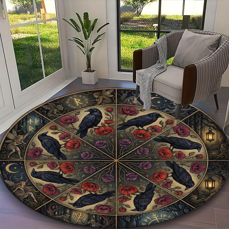 1pc Mystic Monkey Glow Printed Chair Rug for Home Office Use, Living Room Kitchen Game Room Round Carpet