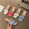 Женские босоножки на высоком каблуке Fairy Outside Wear Rhinestones Thick Healing Two Wear A Word Slippers Женские летние модные женские летние дышащие туфли