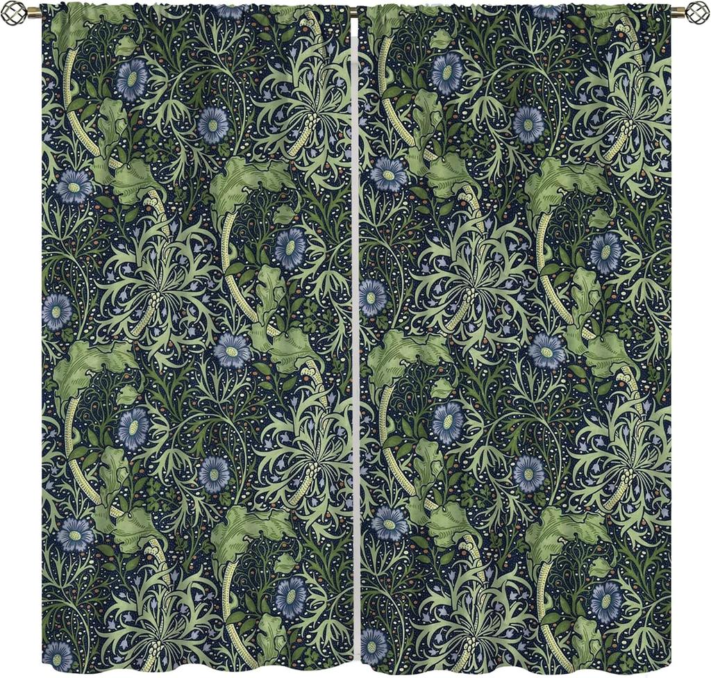 Винтажные Шторы Ycness William Morris с Цветочным Узором В Стиле Акварельных Цветов Для Окон Комнаты Шторы для Спальни Гостиной Штора Полиэстер Идеально Для
