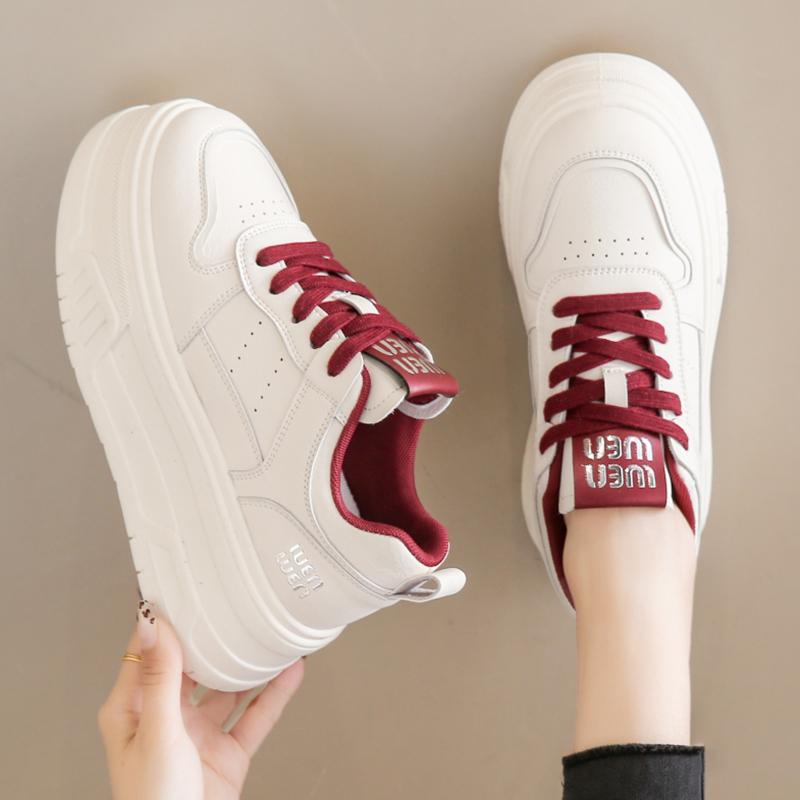 Fashion Women's White PU Leather Platform Sneakers Thick Bottom Non Slip Sports Running Shoes for Women 2025 Fashion Zapatillas De Mujer