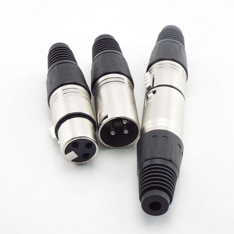 3 Pin 4 Pin Core XLR Power Connector Adapter Male Female Audio Cable MIC Plug Jack Cannon Terminals Microphone Wire