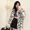 2025 Lynx Pattern Imitation Fox Fur Jacket Women's Thickened Environmentally Friendly Hair Long Leopard Print Suit Collar Fur Coat