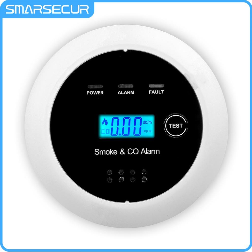 Детектор дыма и угарного газа 2-в-1 с сертификацией CE FCC ROHS, автономная звуковая и световая сигнализация