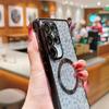 KEYSION Магнитный чехол для телефона с леопардовым принтом и блестками для Samsung Galaxy S21 S22 S23 S24 S25 S26 Ultra S26+ S25 FE с плюшевым шнурком, противоударный чехол