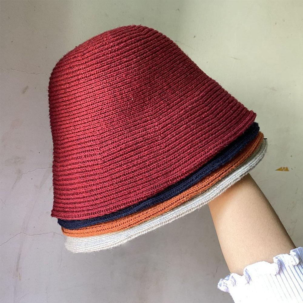 Fashion Women Winter Knitted Thicken Autumn Bucket Hat Warm Hats Felt Wool Hat Fishing Cap