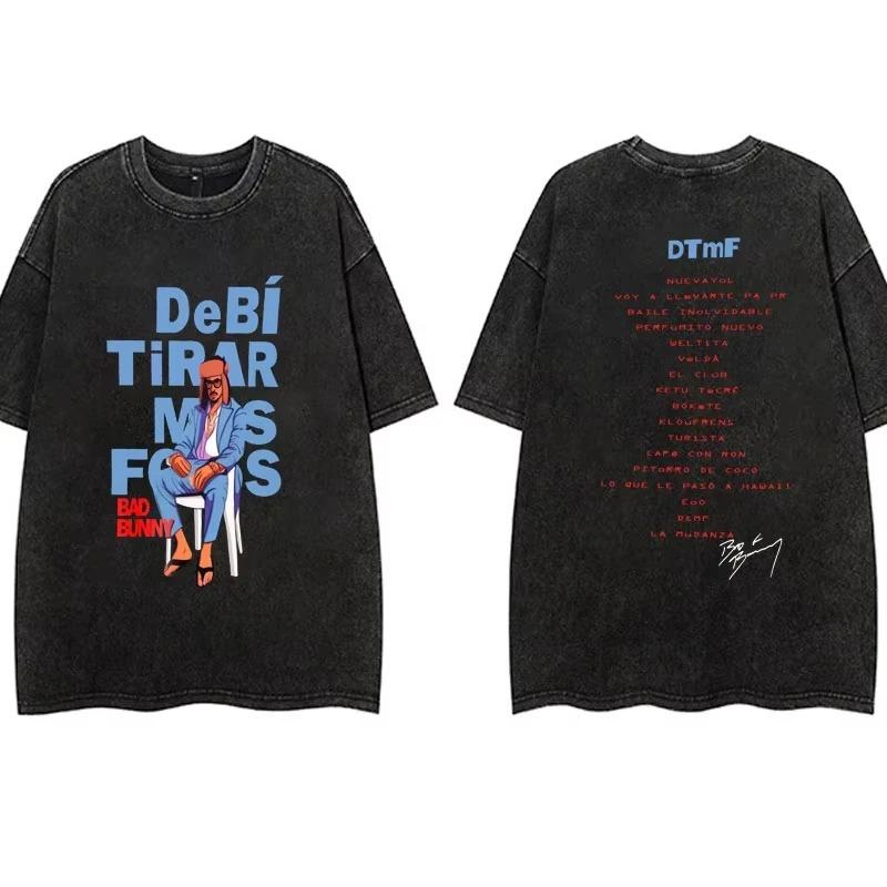 Винтажная футболка для стирки Bad Bunny DeBi TiRAR MaS FOToS DTMF футболка мужская модная хлопковая для стирки мужская хип-хоп готическая