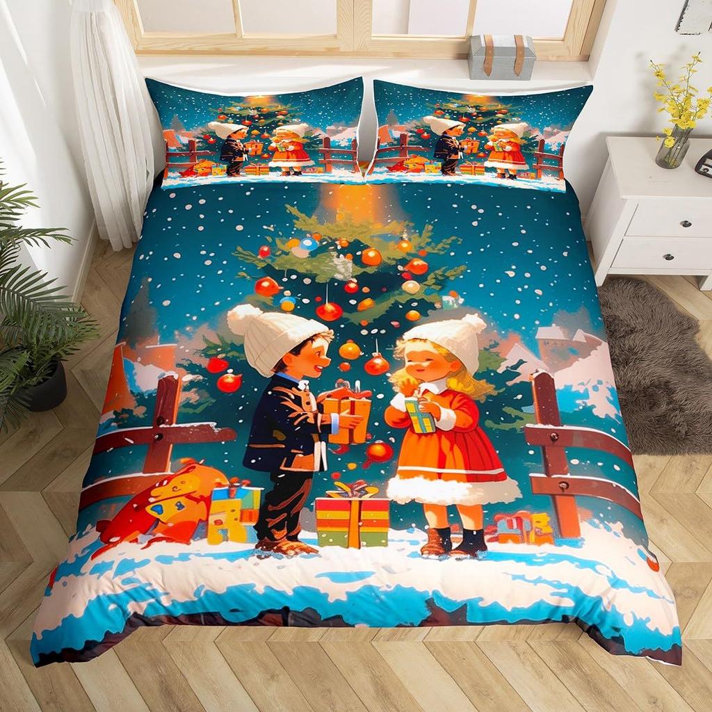 Christmas-themed Down Comforter Set Bedding Set 3-piece Duvet Cover Set