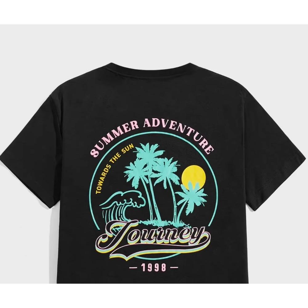 Летние приключения на пути к солнцу Jouiney 1998 Футболки мужские свободные хлопковые футболки одежда летние топы с круглым вырезом повседневные свободные футболки