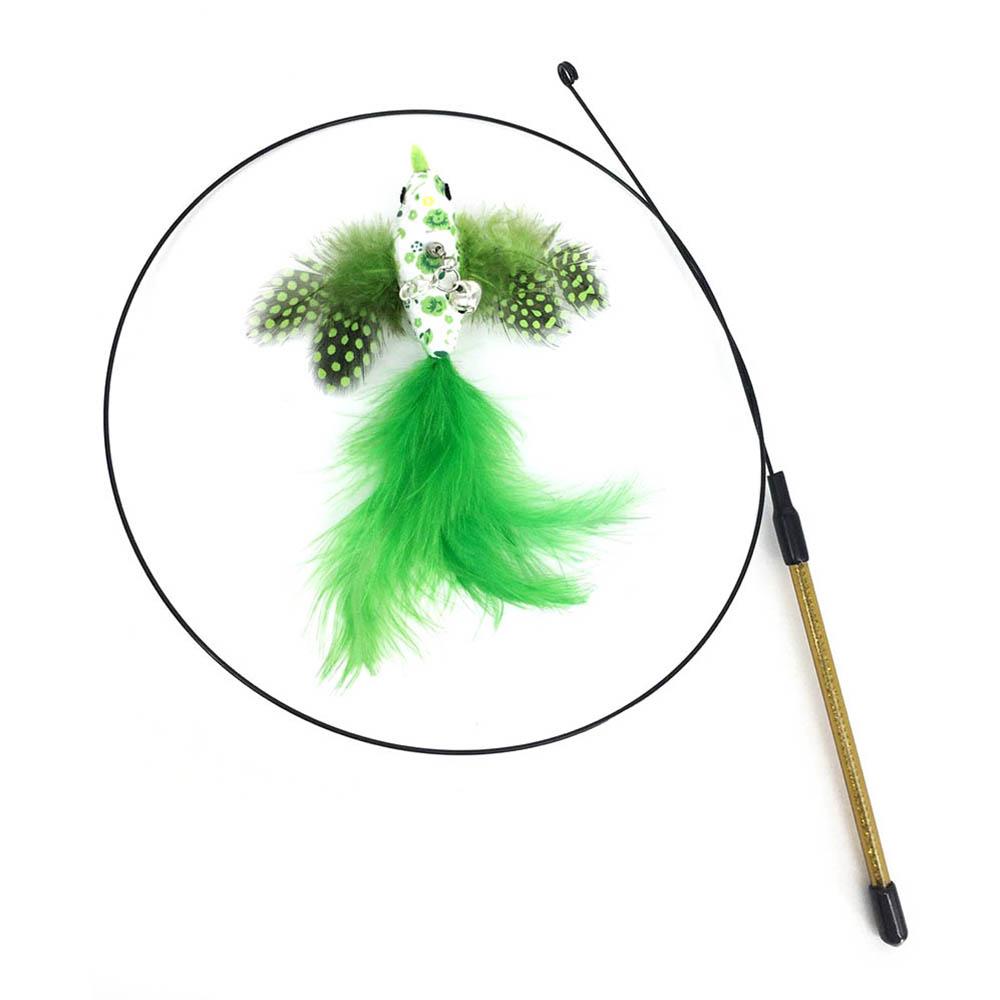 Simulation Bird Interactive Cat Toy Funny Feather Bird With Bell Cat Stick Toys For Kitten Playing Teaser Wand Toy