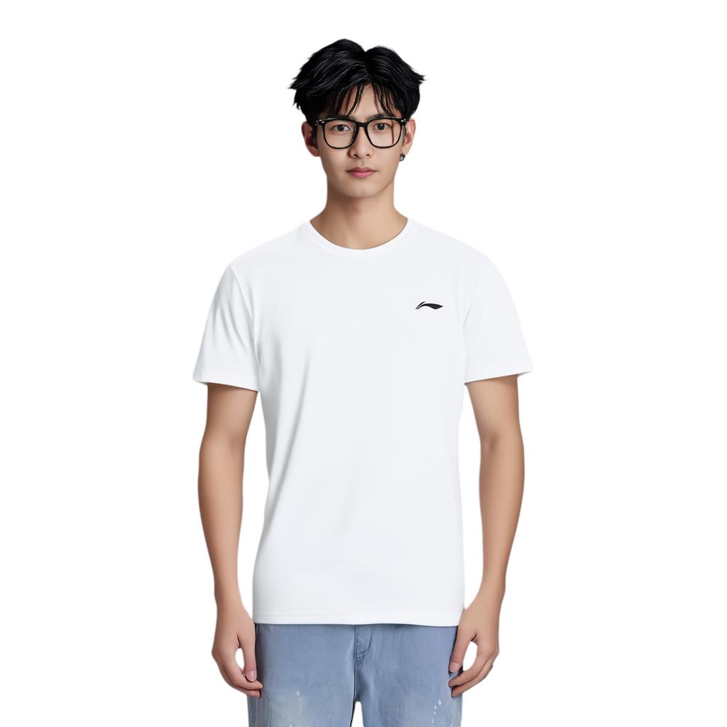 Li Ning Badminton Series Sports Casual Comfortable Short Sleeve T-Shirt Unisex Tops Standard-White ATSU835-2