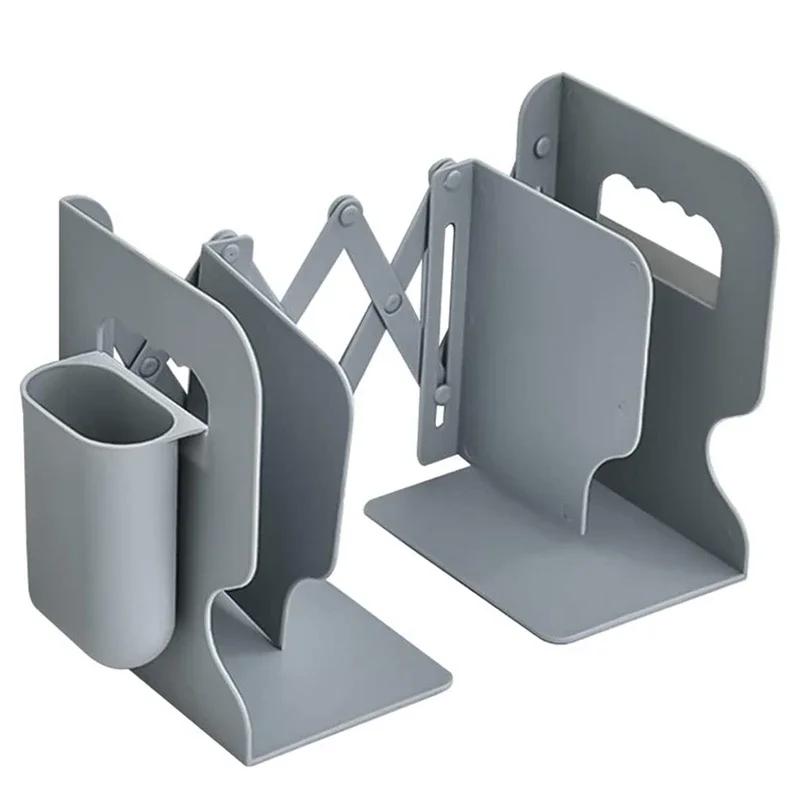 Выдвижные подставки для книг для полок Подставка для книг Регулируемая книжная полка с держателем для ручек Настольный органайзер Офисные принадлежности