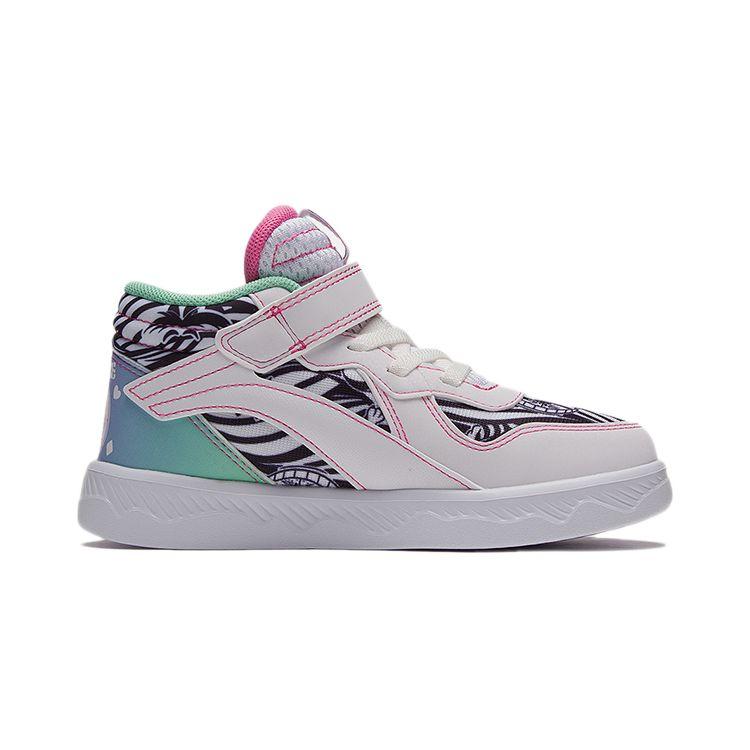 LiNing Kids Round Toe Sports Shoes Non-Slip Shock Absorbing Wear-Resistant Mid-Top Kids Sneakers Pink YKNS076-4