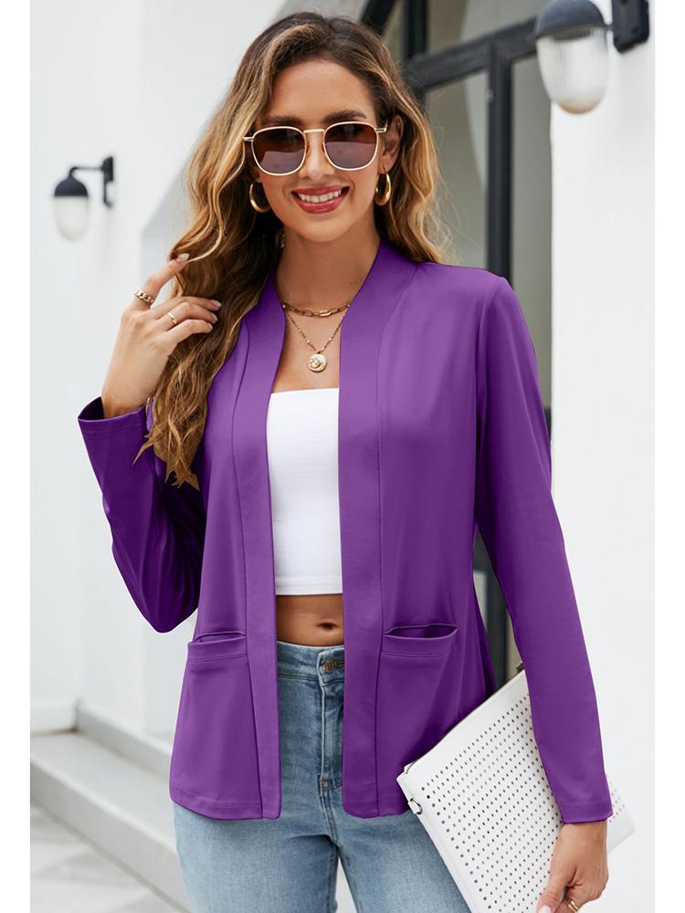 Осенние женские пиджаки с воротником на заказ и карманами, повседневные однотонные однотонные лоскутные женские костюмы с длинными рукавами, пальто, женские рабочие топы