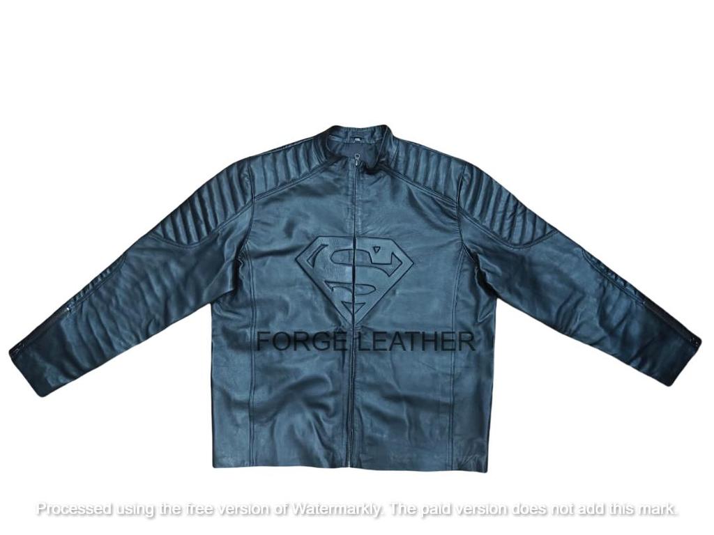 Байкерская куртка Супермена Мужская Черная Натуральная Кожа Ягненка Ручной Работы Мотоциклетная