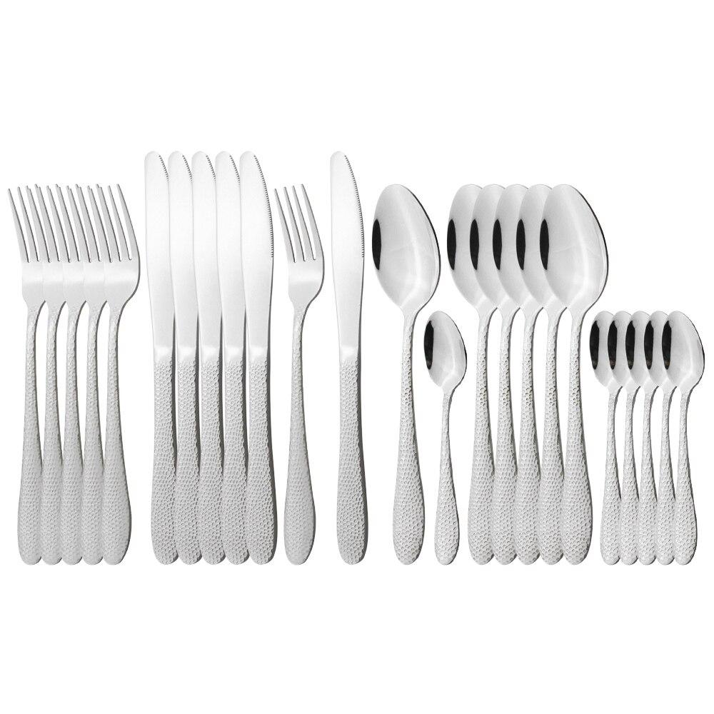 Высокое качество, 24 шт., синий набор столовых приборов, столовая посуда из нержавеющей стали, ножи, вилки, кофейные ложки, посуда, набор столового серебра для кухонной вечеринки