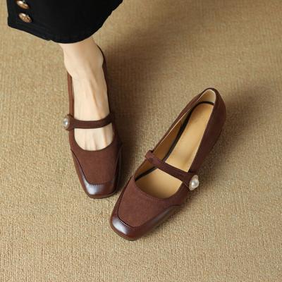 Туфли на квадратном каблуке, женские туфли-лодочки, низкий каблук, однотонные, повседневная резиновая мягкая подошва, на одном педале, ленивые туфли, с открытым верхом