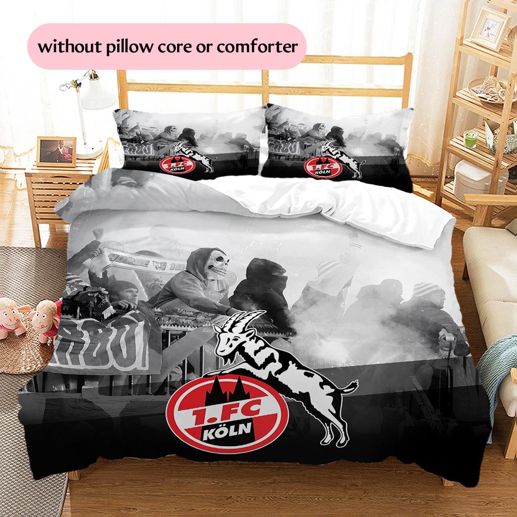 Постельное белье с узором ФК Кёльн Домашний декор Подарок на день рождения (1 пододеяльник + 2 наволочки, без наполнителя)