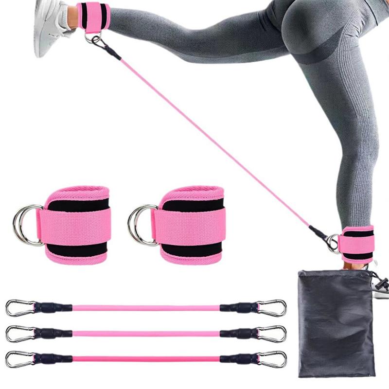 Tpe Resistance Bands Ankle Straps Fitness Set D-Ring Support Ankle Cuffs Yoga Gym Equipment Guard Leg Strength Safety Extensions
