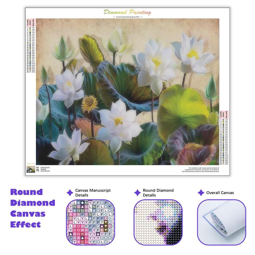 5D алмазная живопись Лотос, вышивка крестиком, распродажа, полная круглая Алмазная вышивка, цветочная мозаика, ремесленный домашний декор 30x40 см/12x16 дюймов