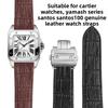 20 23 мм Высококачественный кожаный ремешок для часов Для Cartier Santos Ремешок из коровьей кожи Santos 100 Мужские Женские Складная пряжка Аксессуары для браслета