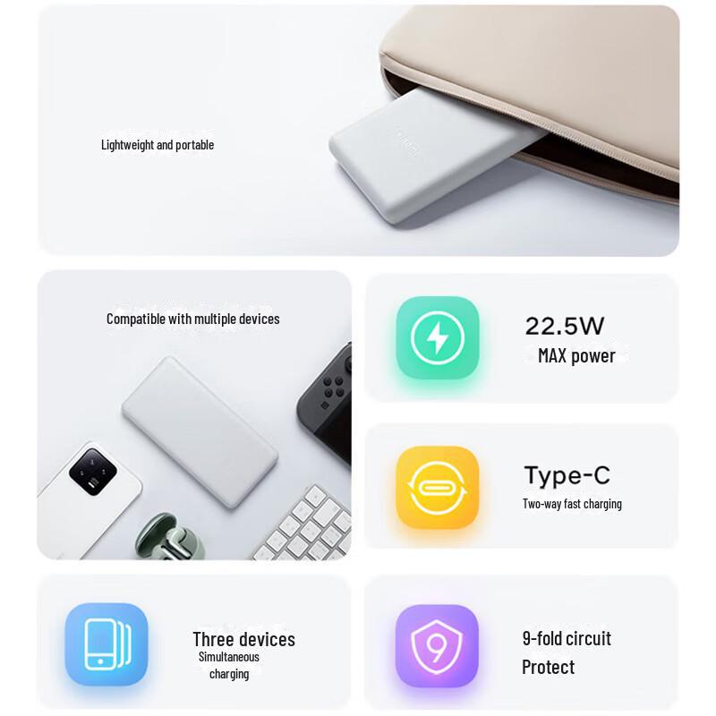 Xiaomi 10000mAh Type-C быстрая зарядка портативный внешний аккумулятор Lite версия