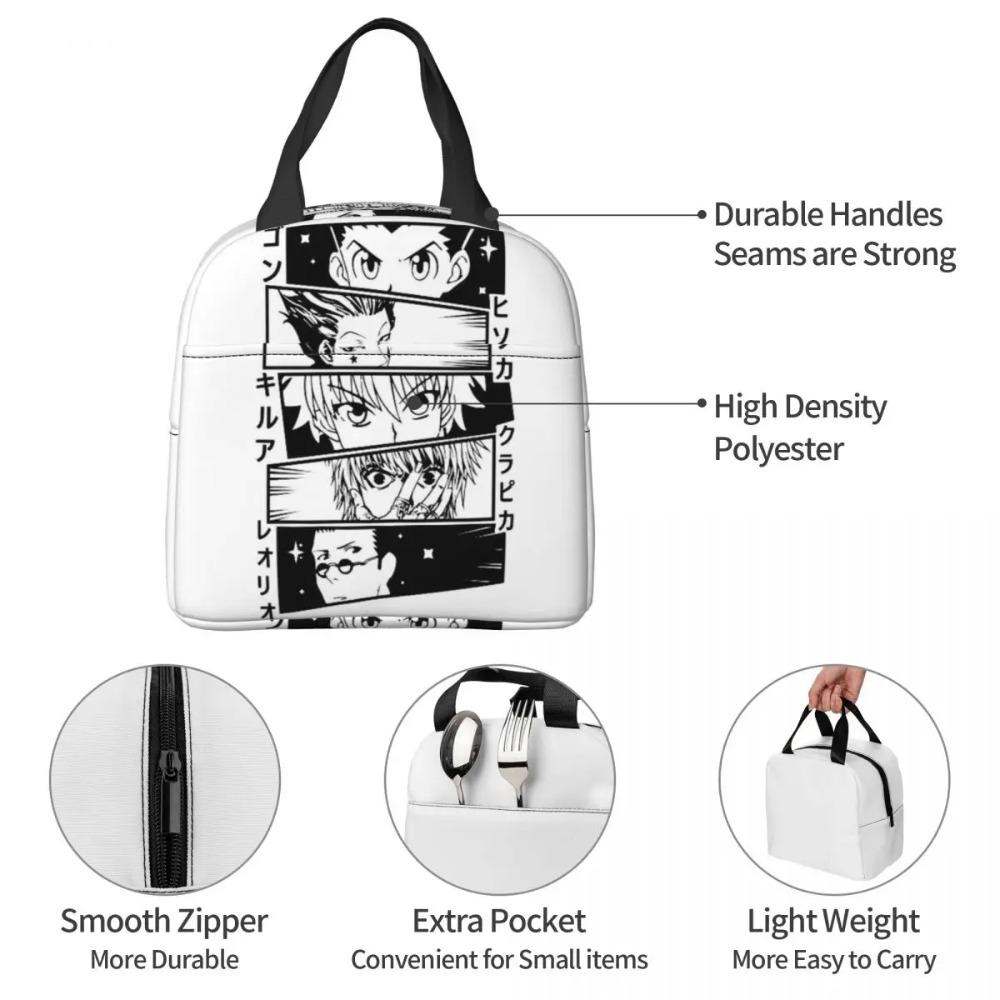 Hunter X Hunter Anime Insulated Lunch Bag for Women Kids Leakproof Food Boxes Thermal Lunch Box Tote
