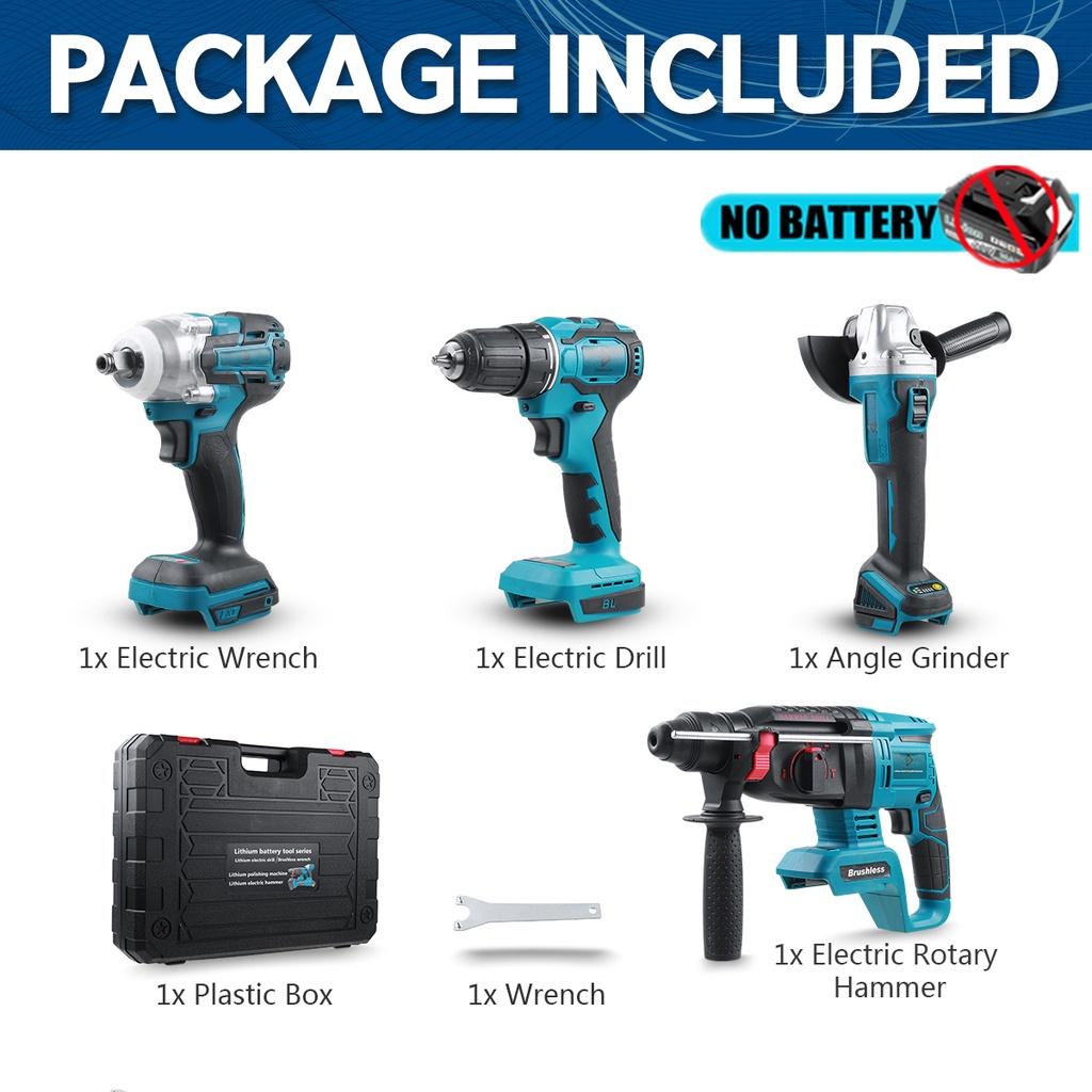 4 в 1, 588VF, 2000 об/мин, набор электрических инструментов, бесщеточный электрический ударный гайковерт/13 мм электрическая дрель/перфоратор/125 мм угловая шлифовальная машина