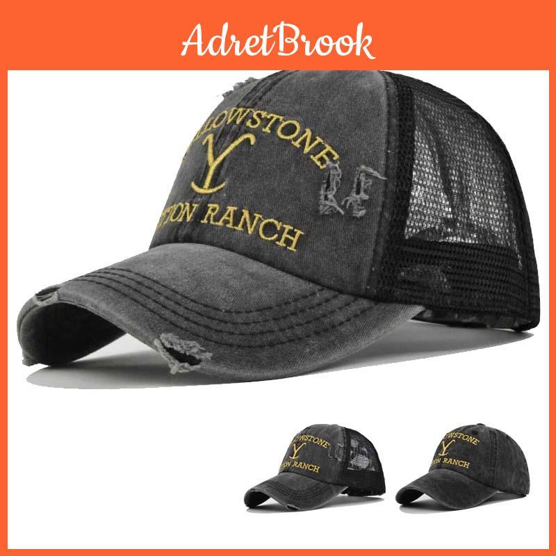 Summer Ranch Hat Yellowstone Dutton Cross Ponytail Baseball Cap Distressed Outdoor Embroidery Sunscreen Hat Solid Color Cap