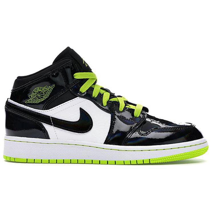 Jordan 1 Средний Черный Кибер Мистический Зеленый GS BQ6931-003