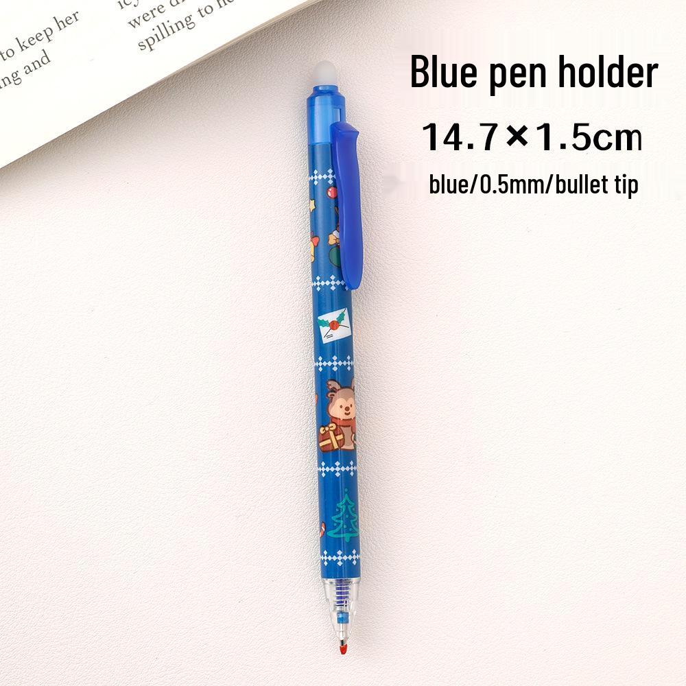 Праздничная стираемая ручка с пулевидным наконечником и кнопочным механизмом – Высокоценный студенческий рождественский канцелярский подарок