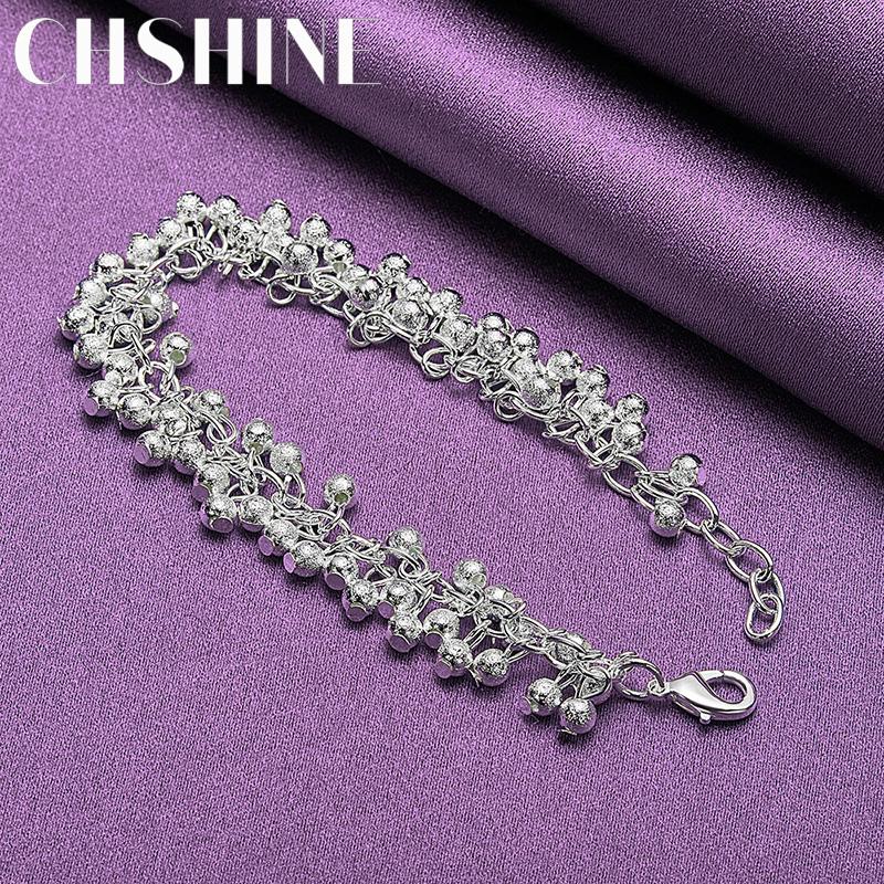 Браслет CHSHINE из стерлингового серебра 925 пробы с матовым виноградом и бусинами для женщин, модные ювелирные изделия с подвесками
