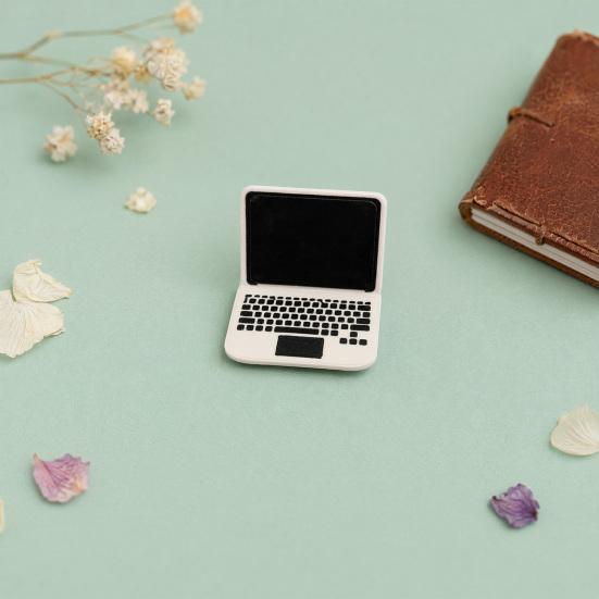 Dollhouse Mini Laptop Model, Realistic Miniature Notebook Computer Figurine, Dollhouse Office Study Living Room Decoration Accessories