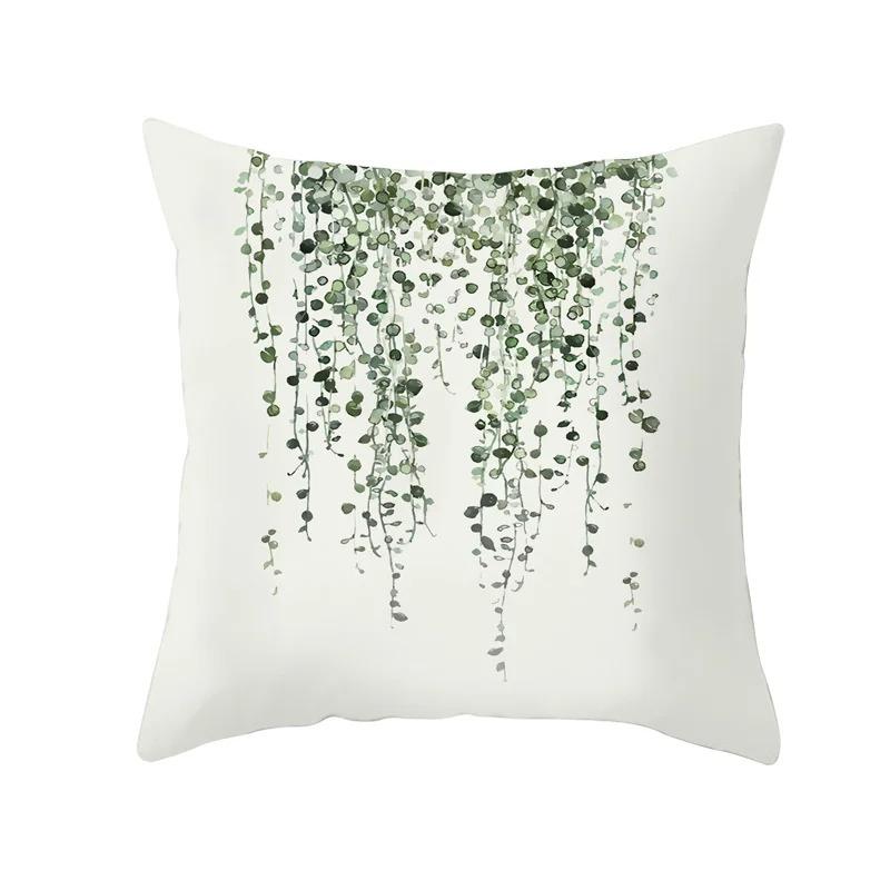 Office Living Room Home Pillowcase Green Leaf Cushion Cover Plant Decoration Pillowcase Car Ornaments