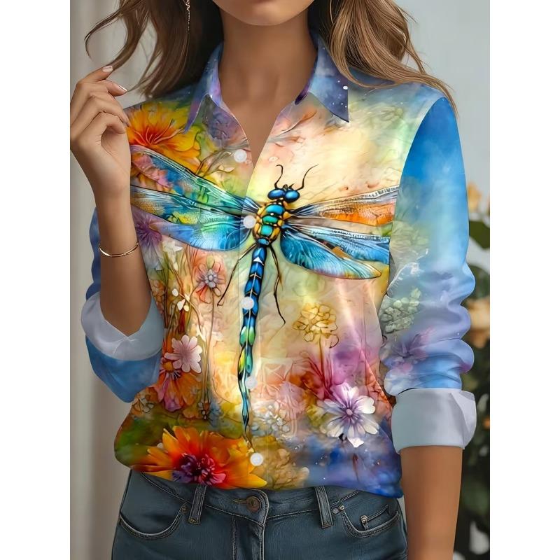Elegant 2026 Women's Shirts Vintage Floral Printed Spring Autumn Blouse Lapel Neck Blouse Women Long Sleeve Loose Casual Shirts