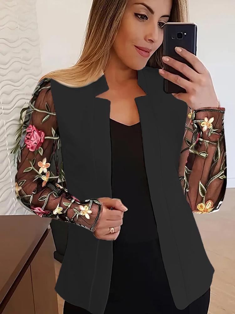 Модный женский костюм осень-зима, маленький, сшитый на заказ, с воротником, кружевом, рукавами, большого размера, повседневный пиджак, топы