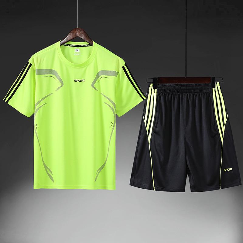 Мужской летний костюм для фитнеса, спортивный костюм, мужской костюм из двух предметов