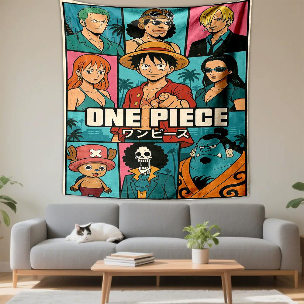 One Piece anime characters collage design Patterned tapestry for bedroom and living room home decor sofas.