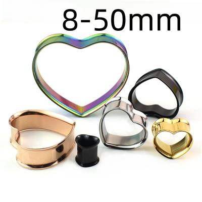 8-50 мм в форме сердца, ушные манометры, заглушки для туннелей, из нержавеющей стали, носилки для ушей, украшения для тела для женщин и мужчин