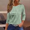 Женская мода повседневный свободный топ с рукавом 3/4 в полоску с круглым вырезом