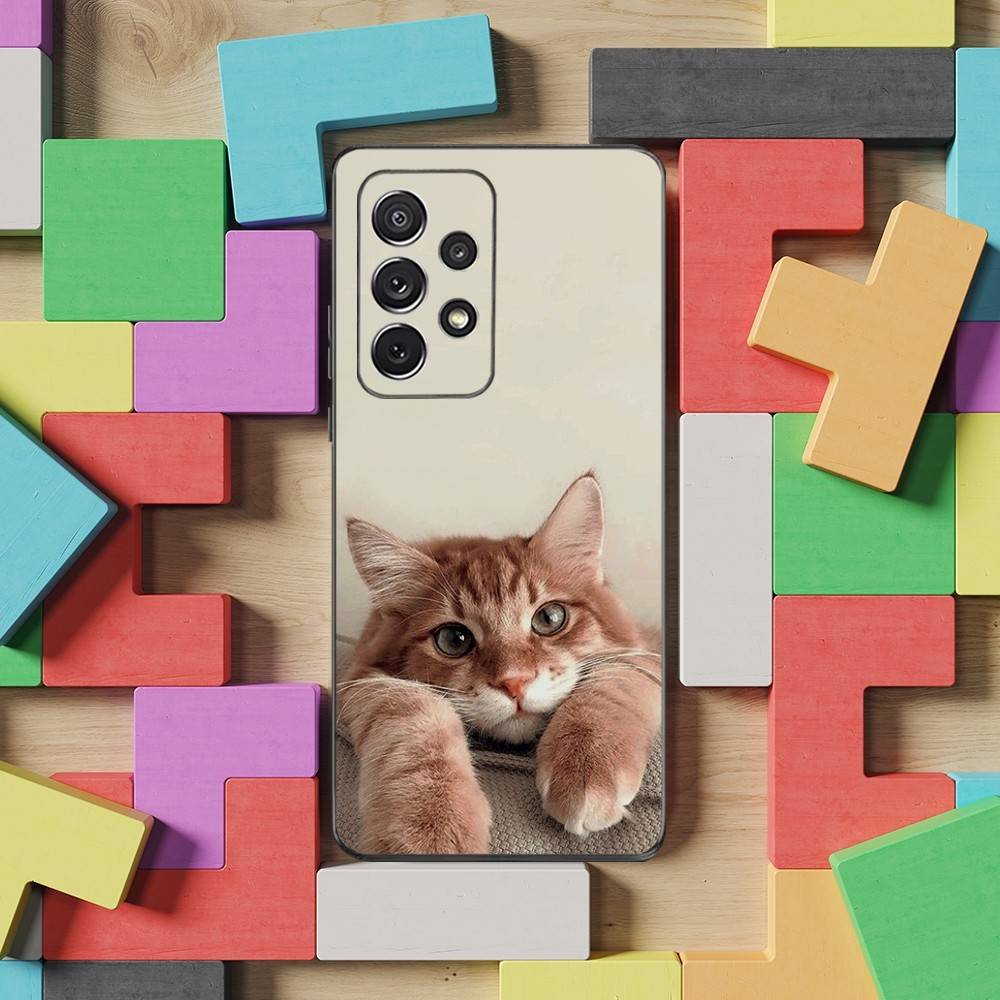 Cute Animals Cat Case For Samsung S21,S20,S10,Plus,S9,S22,S25,Ultra,S24,S23,FE,Lite,Soft Silicone Black