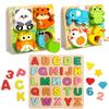 Wooden Puzzles Toys for Kids 3 Year Alphabet Numbers Children Montessori Educational Learning Toys Abc Letters Preschool Gift