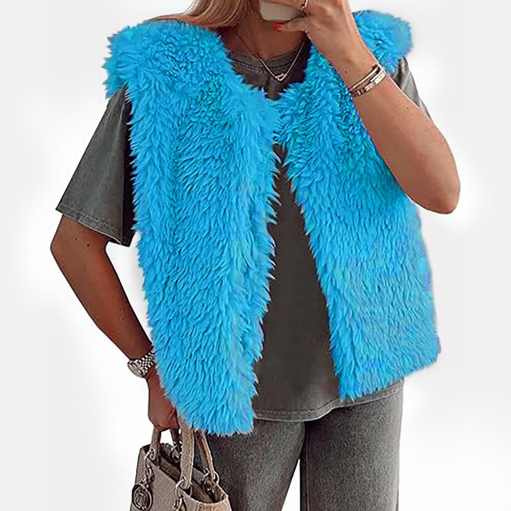 Женская модная повседневная безрукавка из однотонного плюшевого жилета