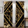 2Panels Luxe Living Curtain Black Gold Curtain Abstract Pattern Printed Curtain for Bedroom Living Room Kitchen Window  Rideau