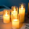 Simulation Candle Light Glow Imitation Swing Wick Built-in Batteries Eye-catching Decorate Acrylic Glass Cup LED Glowing Candle Light