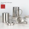 Double Wall Stainless Steel Coffee Mug with Lid Portable Cup Travel Tumbler Jug Milk Tea Cups Office Water Mugs