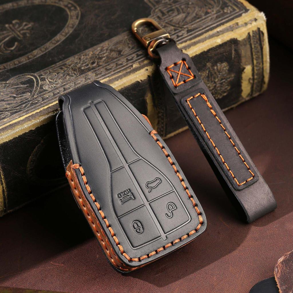 Genuine Leather Key Cover for Hongqi H5, H7, HS5, HS7 - Premium Car Remote Shell and Buckle