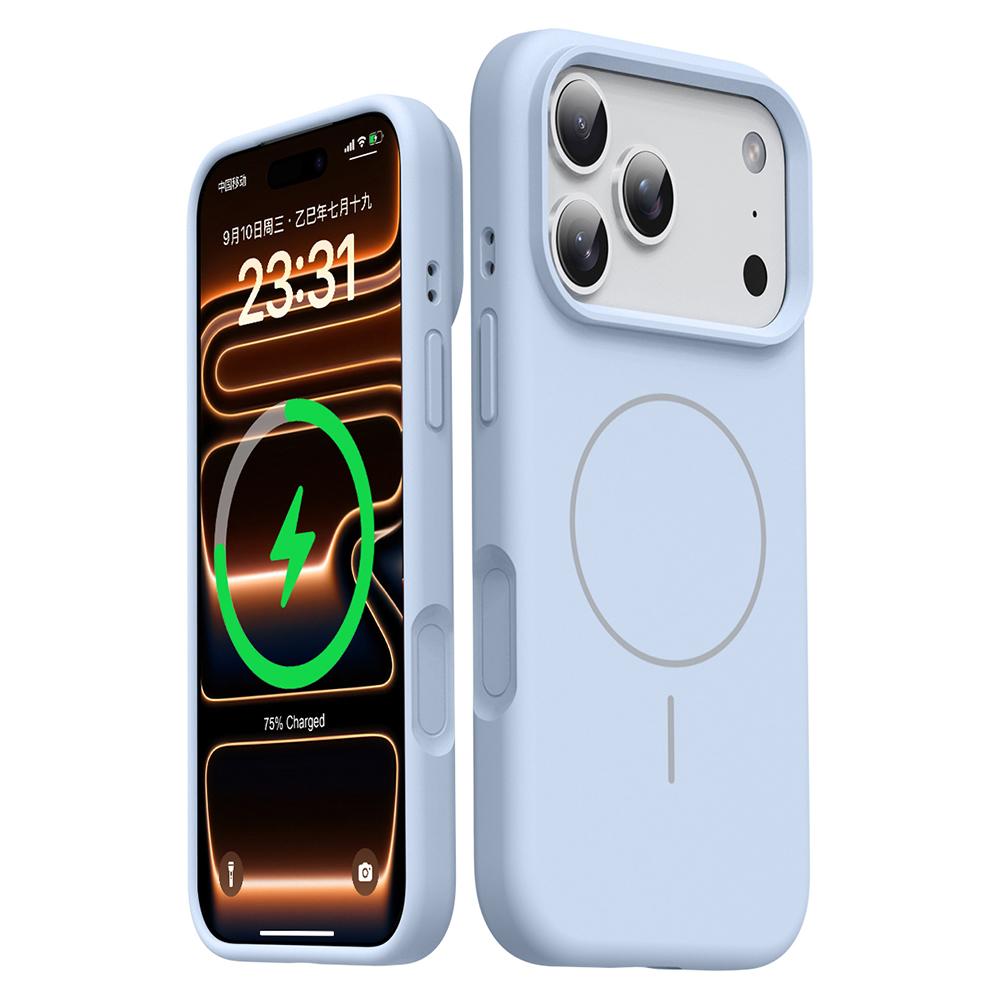 For iPhone 17 Pro Magnetic Case Skin-Friendly Liquid Silicone + PC Phone Cover Compatible with MagSafe