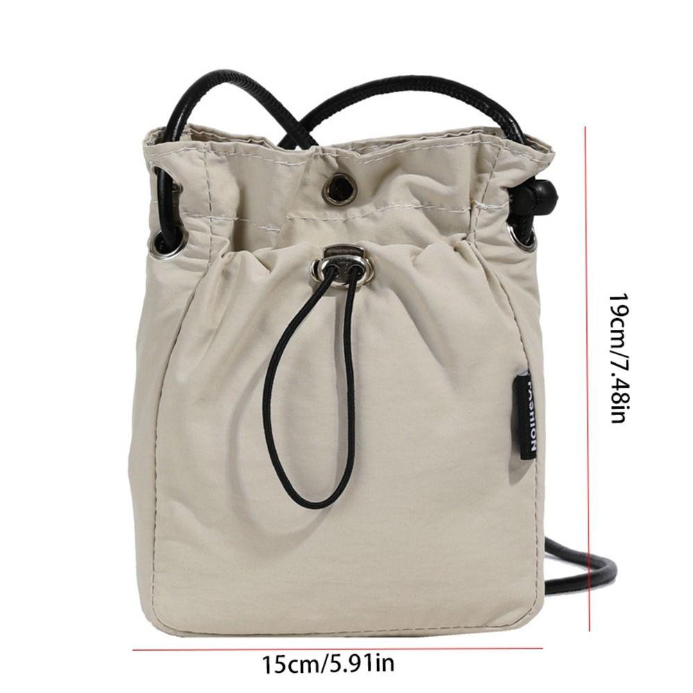 Purse Drawstring Canvas Bag Crossbody Bag Mobile Phone Bag Cute Nylon Shoulder Bag Office Worker